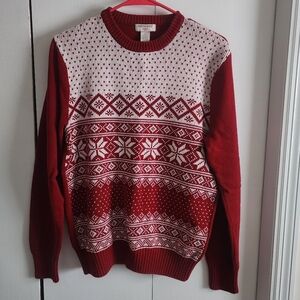 Dockers Festive Red and White Crewneck Sweater